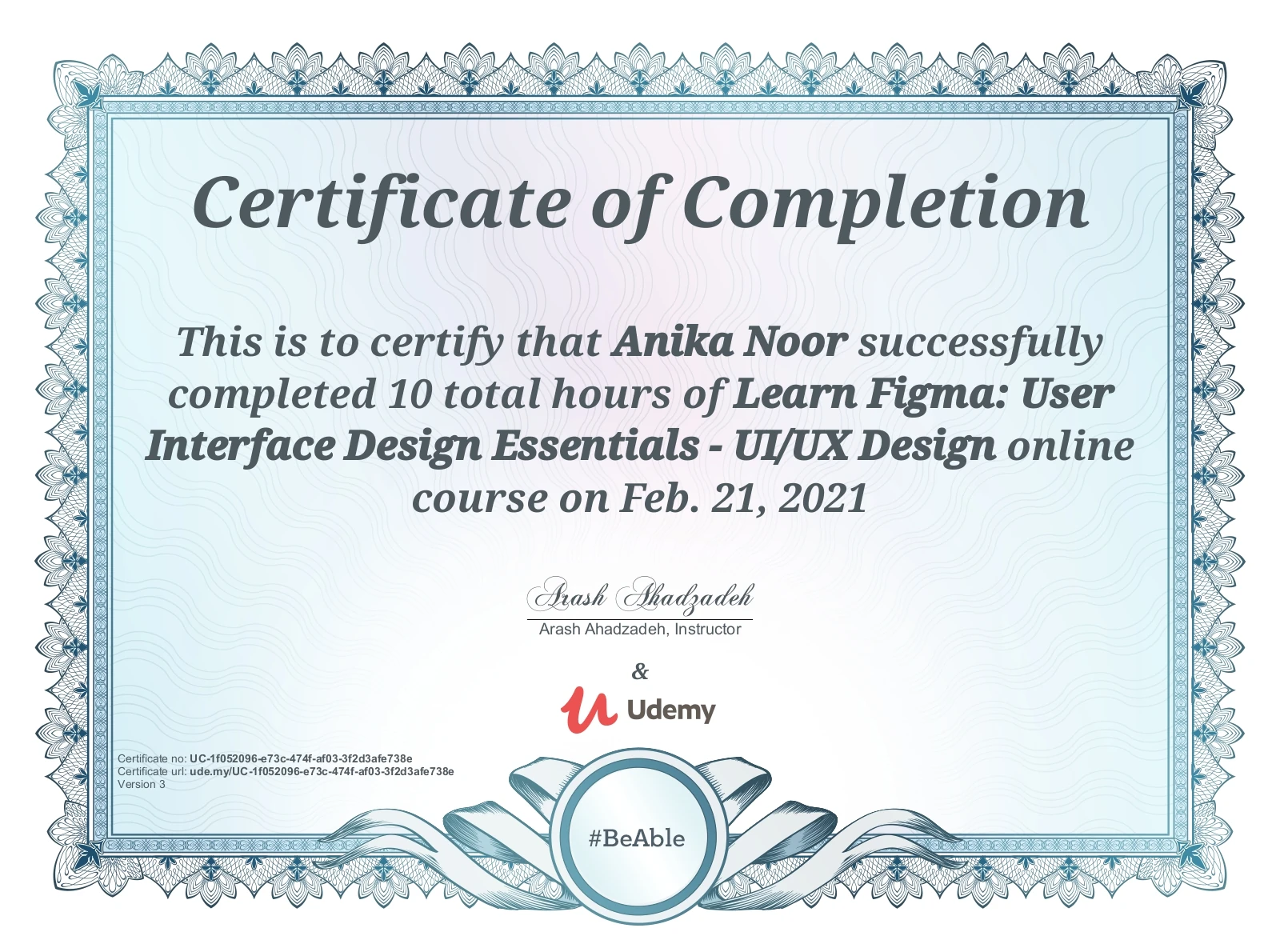 Design coursework completion certificate 2