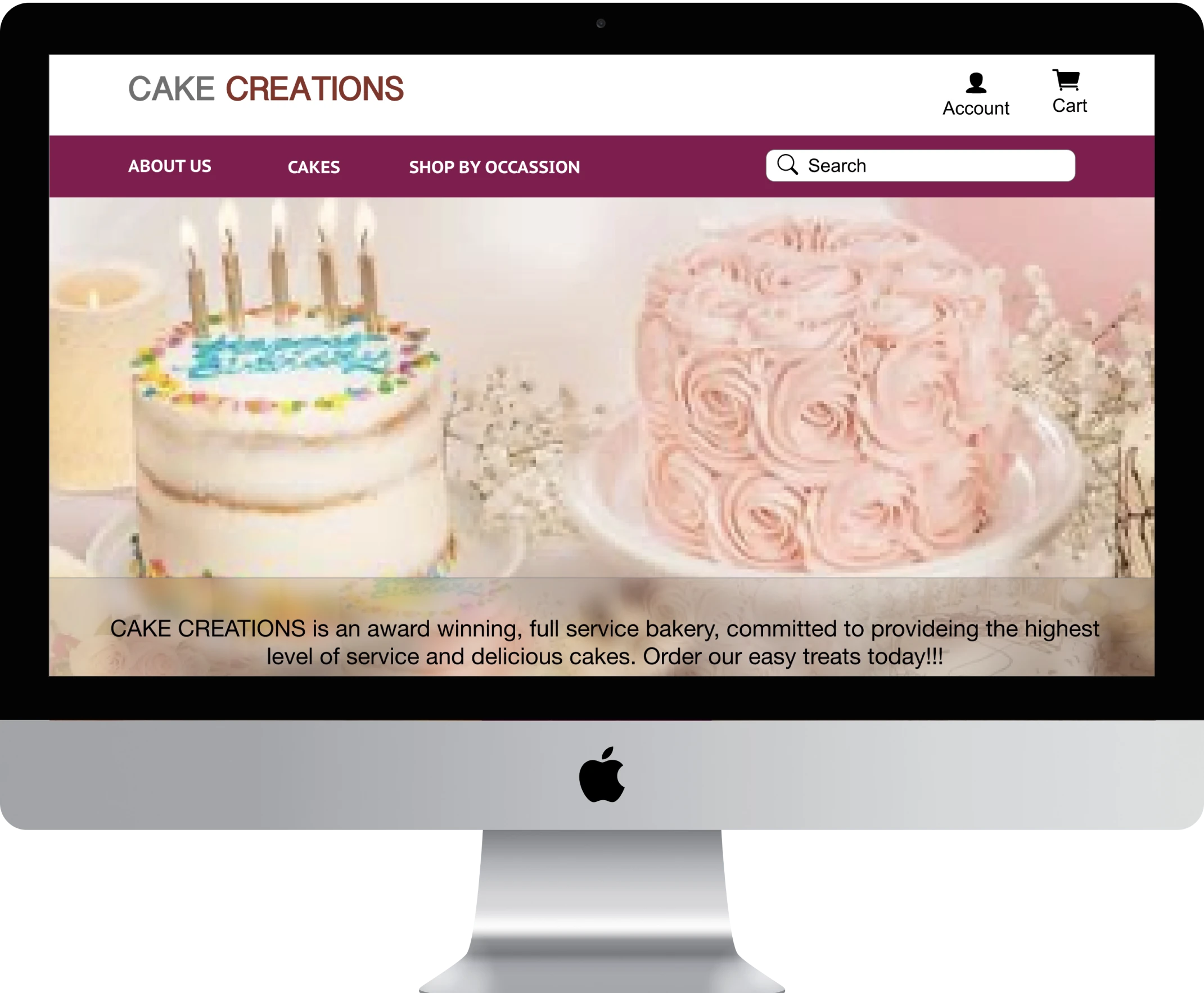 Cake Creations responsive website design